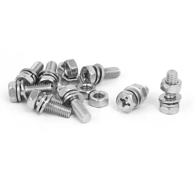 M6x18mm 304 w tuercas de pernos de cabeza hexagonal arandelas 8 conjuntos