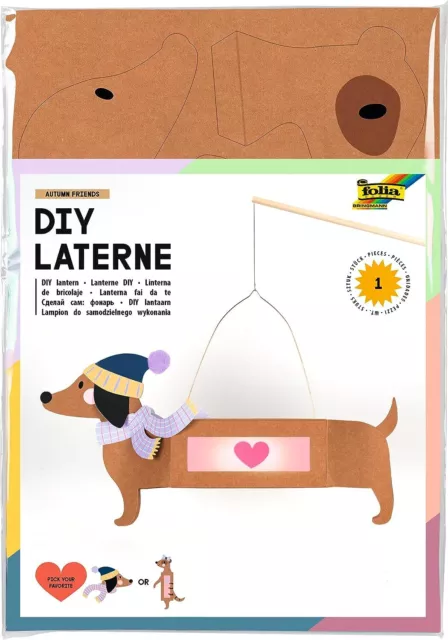 folia 94203 - Laternen Bastelset AUTUMN FRIENDS, ca. 10 x 23 x 33 cm - Bastelmat