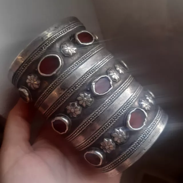 Turkoman Cuff Bracelet, Silver Tekke Bracelet, Old Turkmen Silver, Tribal Bangle