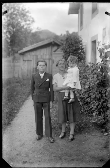 Porträt Kinder + Weiblich - Antik Negativ Foto Gläser An. 1940