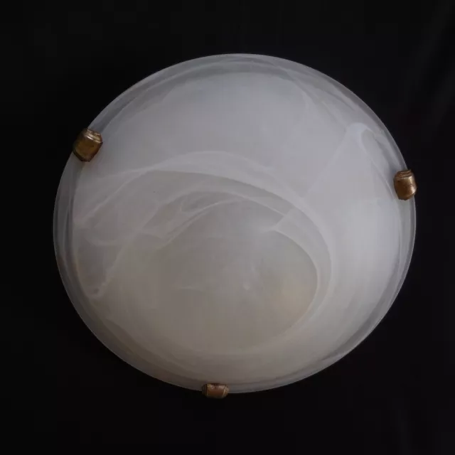 Deckenleuchte Runde Glas Opalglas Metall Art-Deco Frankreich LED Vintage Weiß