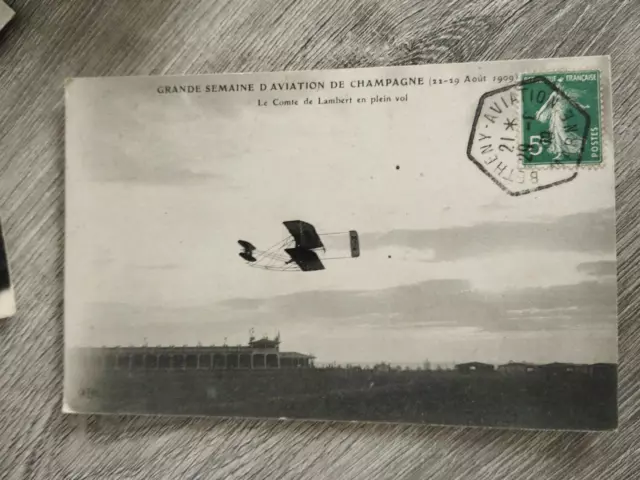 carte postale ancienne  grande semaine de l'aviation de champagne 1909