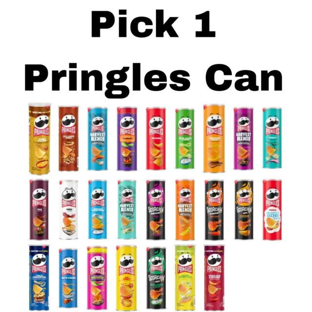 Pick 1 Pringles Potato Crisps Chips Can: BBQ, Harvest Blends, Ranch & More
