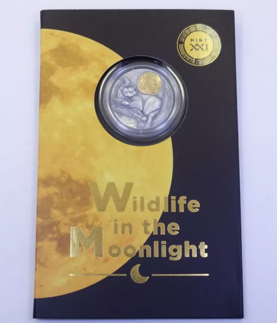 RACCOON 2021 GHANA 2 Cedis WILDLIFE IN THE MOONLIGHT 1/2 OZ Silver Silver Coin