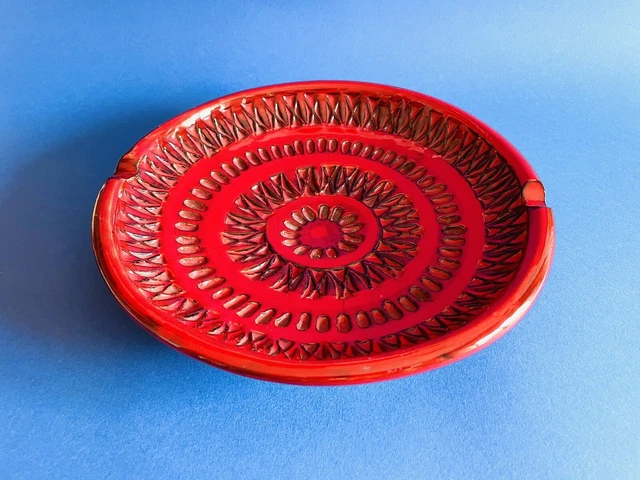 🔴 grande centrotavola Aldo Londi per le ceramiche BITOSSI Rimini in RED 1960