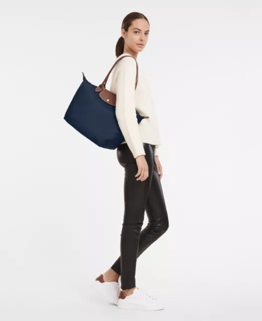 Longchamp Le Pliage Large Nylon Tote Shoulder Bag Navy Blue