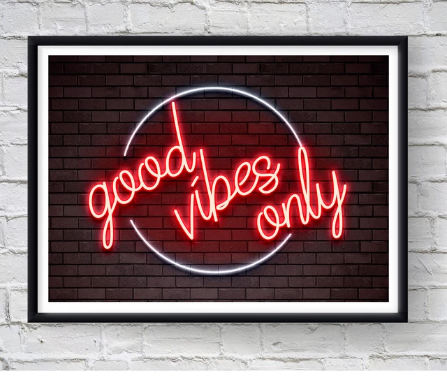 Buono Vibes Solo, Neon Poster Insegna Neon Scritta Poster da Parete Stampa A3/A2
