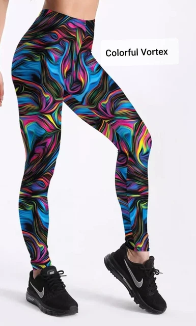 Women Girls Leggings Yoga Pants 3D Printed Colourful Vortex Hot in Trends