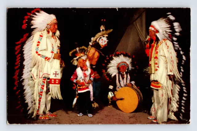 Postcard Sioux Native American Indian War Dancers 1950s Unposted Chrome