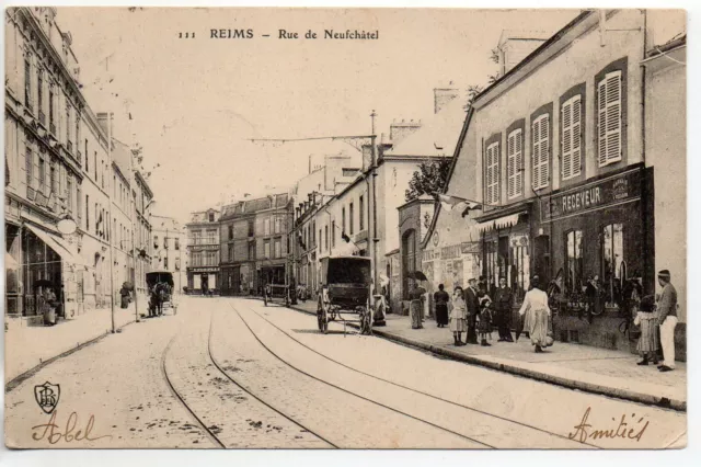 REIMS - Marne - CPA 51 - Commerce Theme - Receiver Shop Rue de Neufchatel