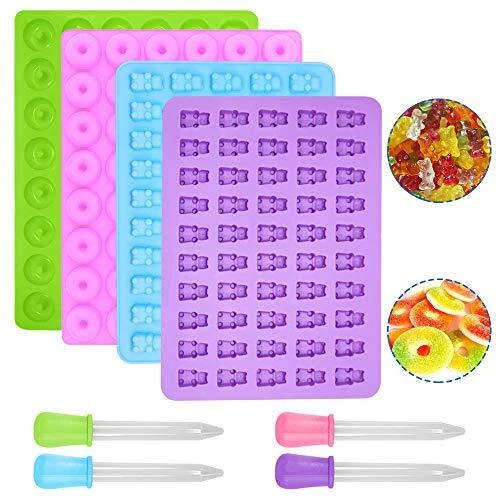 SENHAI Silicone Candy Molds & Small Donut Mold, 2 Pack 50-Cavity Gummy Bear