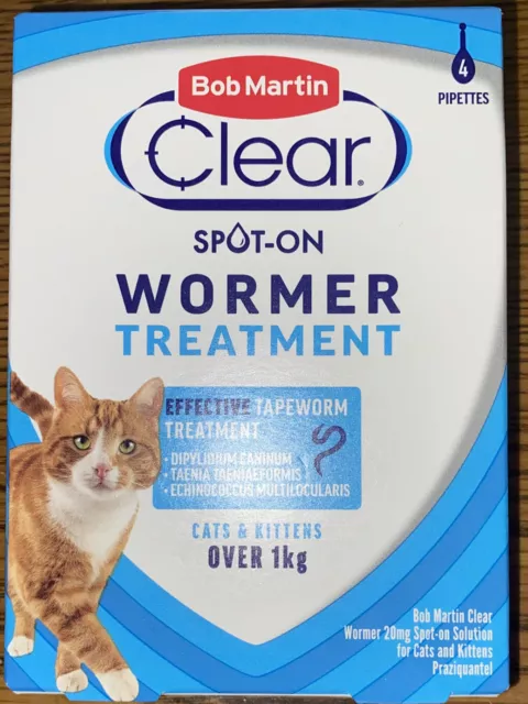 Bob Martin Clear Wormer Spot On For Cats And Kittens  4 tube tapeworm