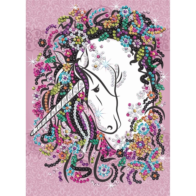 Chispeante Paillettenbild Unicornio 28x37x4cm Infantil Paillettenbild Flores