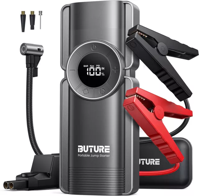 Démarreur De Batterie Voiture 4 En 1 Booster Hiver 2500A 20000Mah Gonfleur Pneus