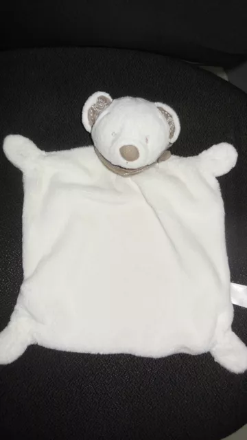 doudou plat ours blanc beige taupe foulard bandana NICOTOY SIMBA TOYS