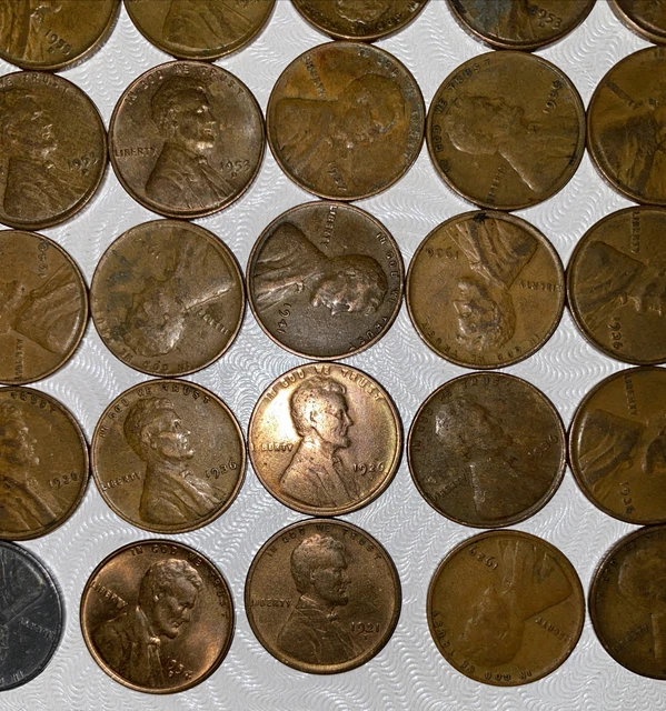 1 US Lincoln Wheat Cent Penny Roll 1917-S/1909 VDB AU/UNC (50 Coins) Old Vintage 9