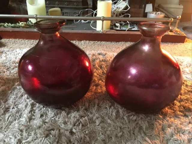 Pair Of glass bulb vase - Purple Vase
