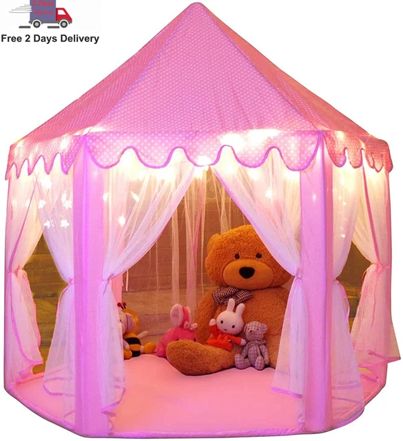 Monobeach Princess Tent Girls Large Playhouse Kids Castle Play Tent with Star Li