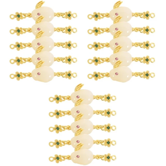 15 Pcs Jade-Kaninchen-Anhänger Schmuck DIY Zubehör Legierung