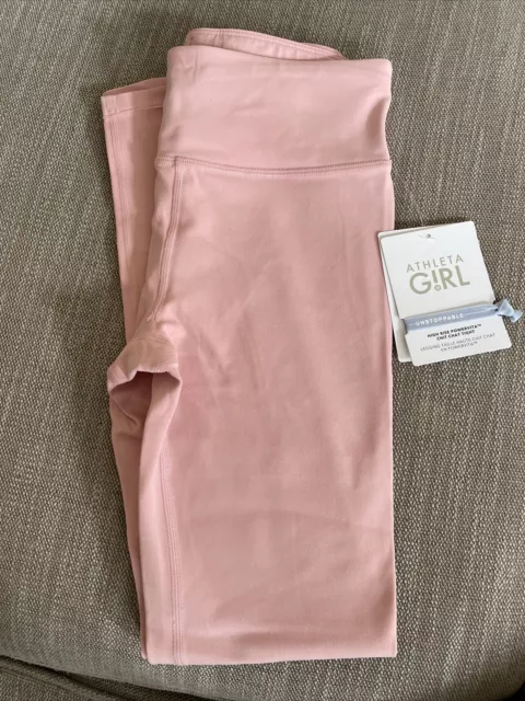 NWT Athleta Girls Leggings High Rise Powervita Chit Chat Size 14 Pink