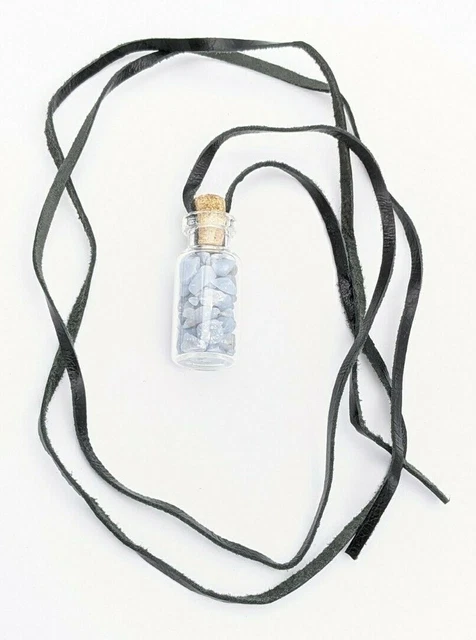 Collier Pendentif Fiole En Verre Avec Pierre Citrine - Pour L'énergie Et Le Bien-être