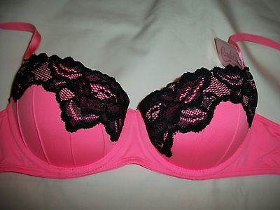 Candie's Lace Push Up Underwire Bra Size 34B  Style #2Ca924 Flamingo Pink Color