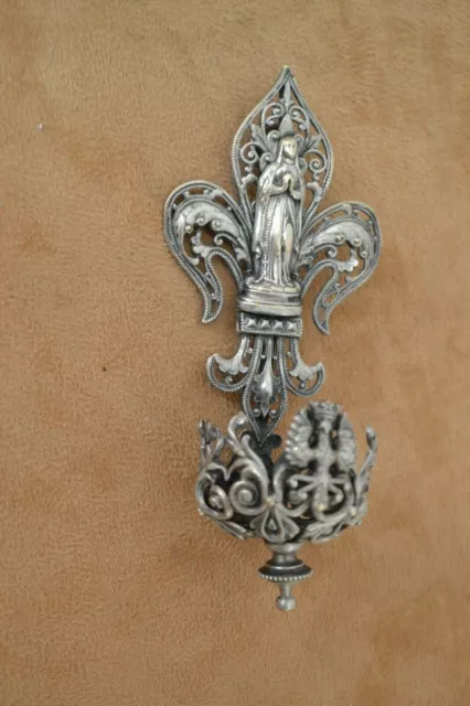 Paire De Boutons Anciens XIXème Siècle - Cuivre Argenté à Fleurs De Lys - Décoration Vintage