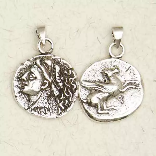 Aphrodite Greek Olympian or Venus Roman Goddess of Love Pewter Coin Pendant