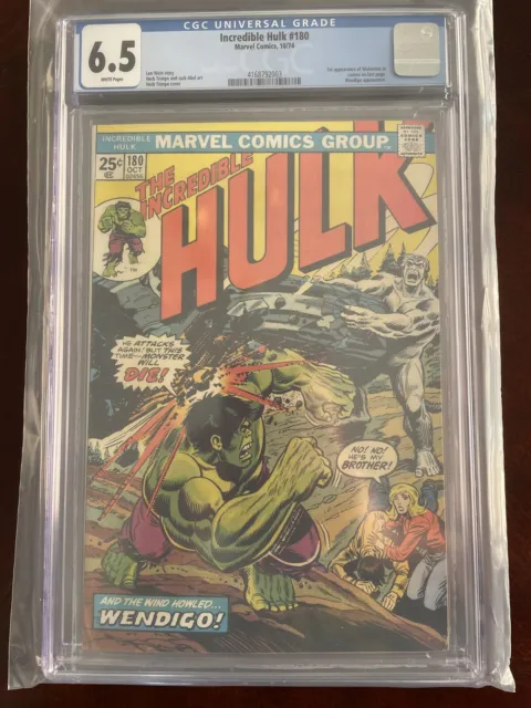 Marvel Comics Incredible Hulk #180 10/74 White Pages CGC 6.5