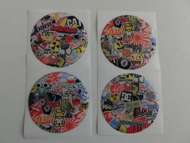 COPRIMOZZI STICKERS BOMB ADESIVI BORCHIE CERCHI LEGA 3D X 4 PEZZI 60 mm 3M DC