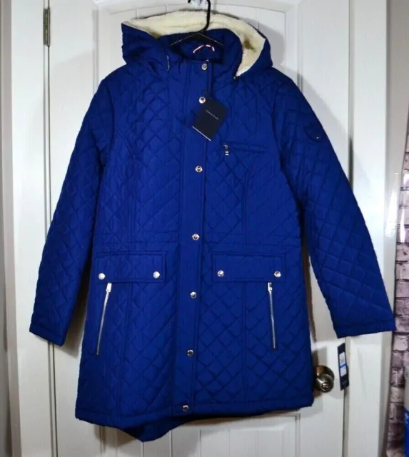 Nwt Women's Tommy Hilfiger Casual Coat Jacket Blue Hooded Full Zip Sz Xl