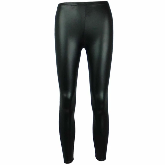 Girls Wet Look Legging Kids Shiny PVC Dance Leggings New Age 7 8 9 10 11 12 13Yr