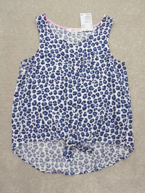 H&M Girl's Pretty Blue Leopard Top / Blouse Age 11-12 Years BNWT