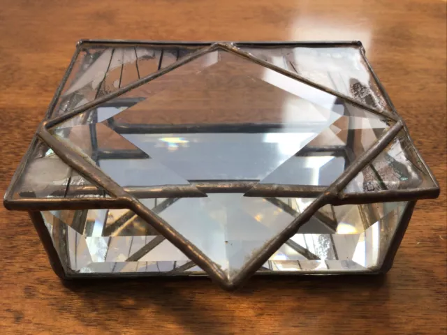 leaded beveled glass trinket box