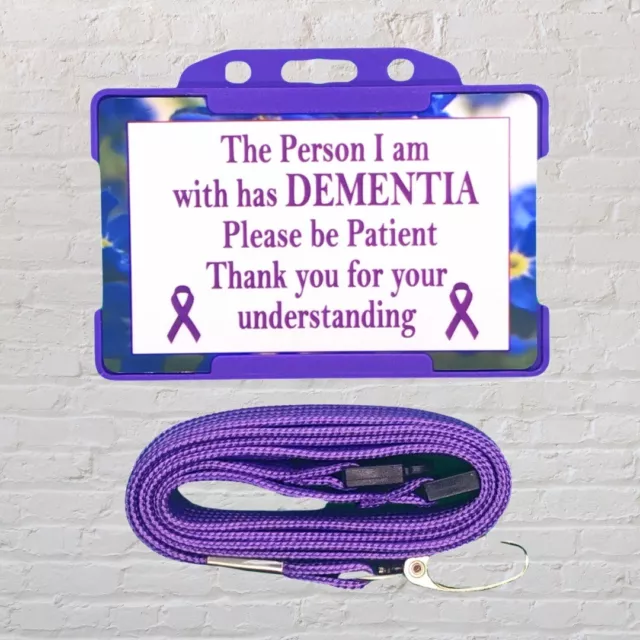 Dementia Carer Awareness Card & Lanyard • 10 Colours Available FREE UK 🚚