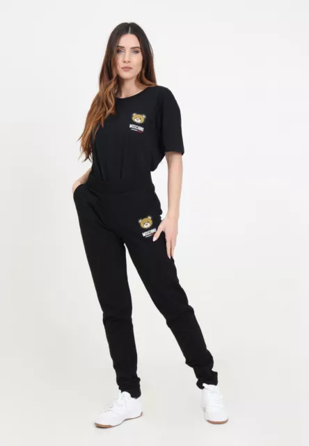 MOSCHINO Pantaloni Donna Nero CASUAL Pantaloni da donna neri con patch logo Prim