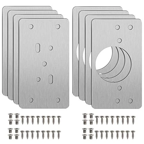 Plaque Reparation Charniere Porte Placard, 8pcs Acier Inoxydable Kit de Répar...