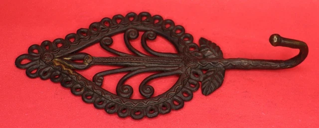 Leaf Shape Handmade Vintage Style Brass Towel Key Cloth Wall Hanger Hook BA2248 2