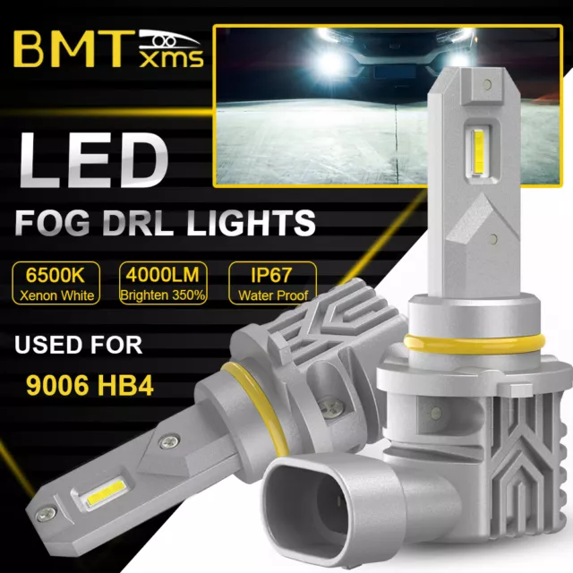 Pair 9006 HB4 LED Fog Light Bulbs High Power 4000LM DRL Driving Lamp 6000K White