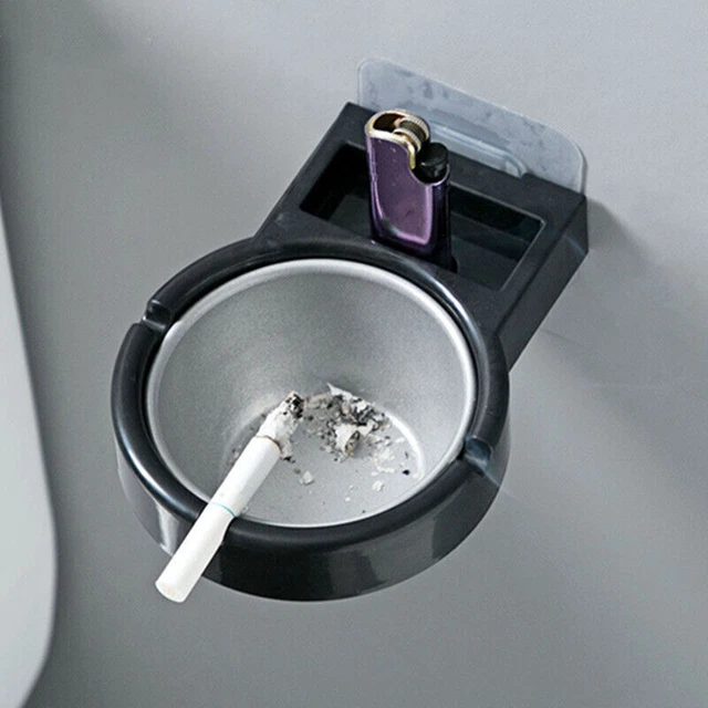 Acero inoxidable + ABS cenicero montado en pared inodoro baño cenicero estante duradero