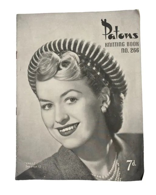 Patons Knitting Book 266 Womens Vintage Hats Knit Patterns 1940s