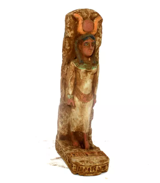 RARO ANTIGUO EGIPCIO ANTIGUO HATHOR ISIS Stand Stat Statue con Ptah en la...