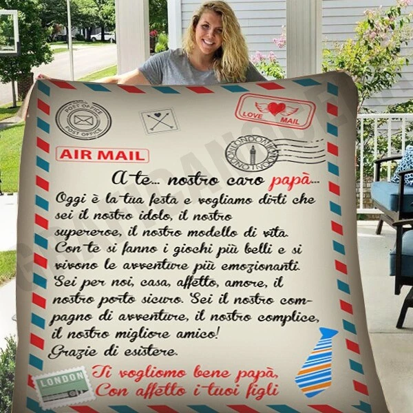 Coperta Personalizzata Con Messaggio – Morbida Flanella Pile Per Divano, Ufficio E Regalo – Taglie A Scelta Per Mamma, Papà, Figli