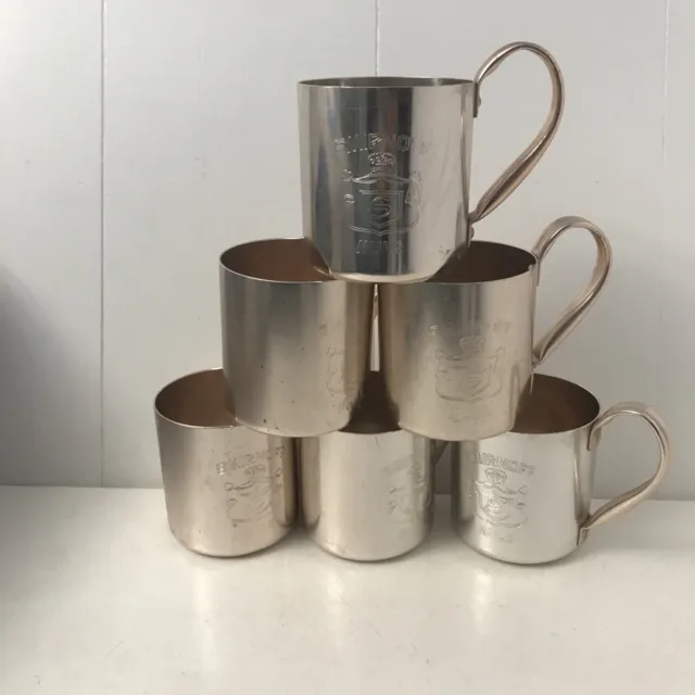 SET of 6  Vintage SMIRNOFF MOSCOW MULE Vodka COPPER MUG Cup BARWARE Hong Kong