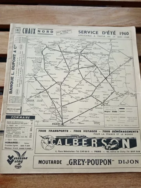 1960 été Réseau nord-CHAIX/ INDICATEUR horaires OFFICIEL SNCF-train-bretagne