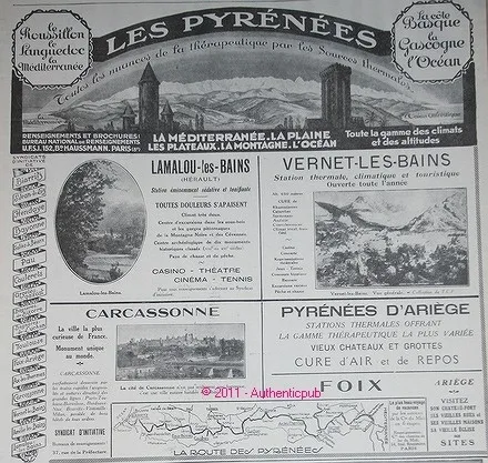 Publicite De 1926 Lamalou Vernet Carcassonne Foix  Pyrenees Ariege French Ad