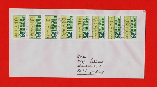 Seltener ABARTEN-Brief... reine STREIFEN-Frankatur 3.12.82 Postversuch München!!