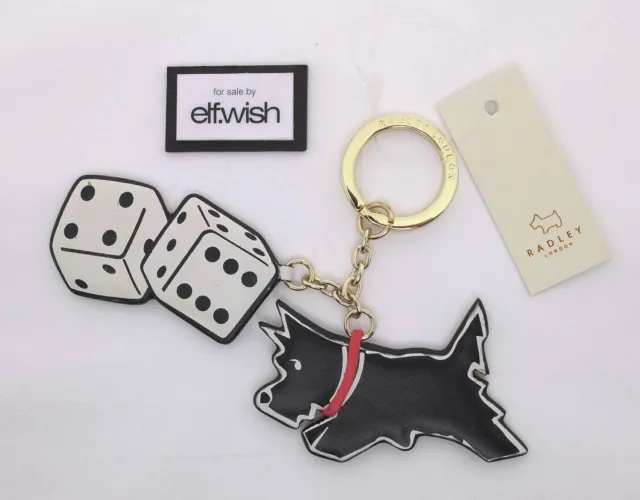 RADLEY LETS ROLL Dice & Cute Leapinng Dog Large Leather Bag Charm ...