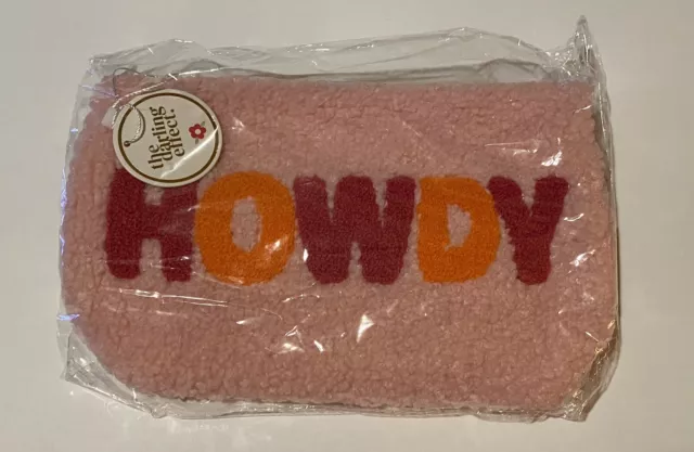 Sherpa Howdy Pouch Pink With Gold Zipper 10” X 6” X 3.5”