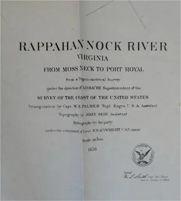 Rappahannock River Virginia Moss Neck Port Royal 1856 U.S. Coastal Survey chart